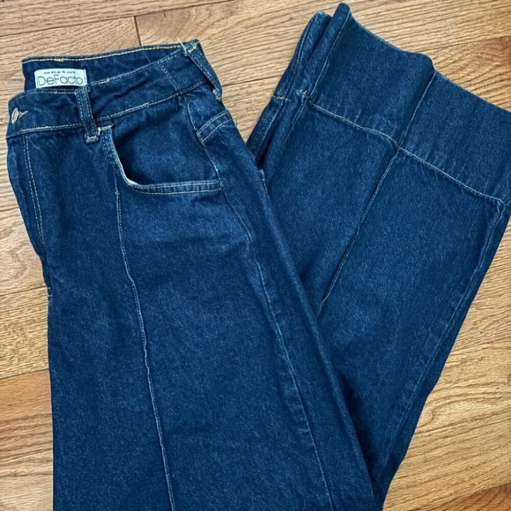 Women's 70s style wide leg Dark Blue Jeans
